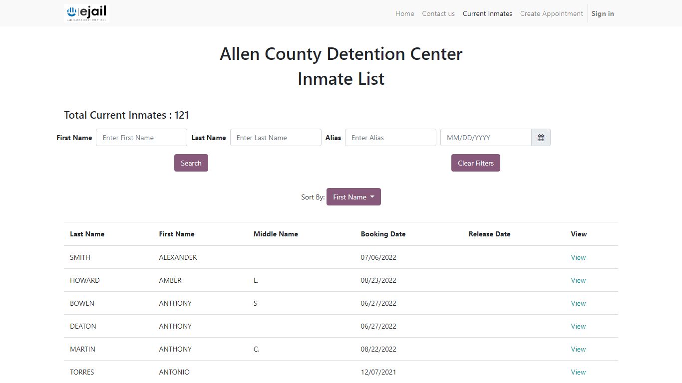 Inmates list | My Website - Allen County Detention Center